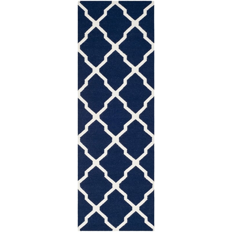 Safavieh Dhurries Navy Contemporary Rug - Runner 2'6