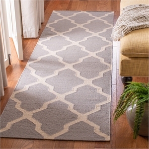 Safavieh Dhurries Dark Grey Contemporary Rug - Runner 2'6&quot x 8'