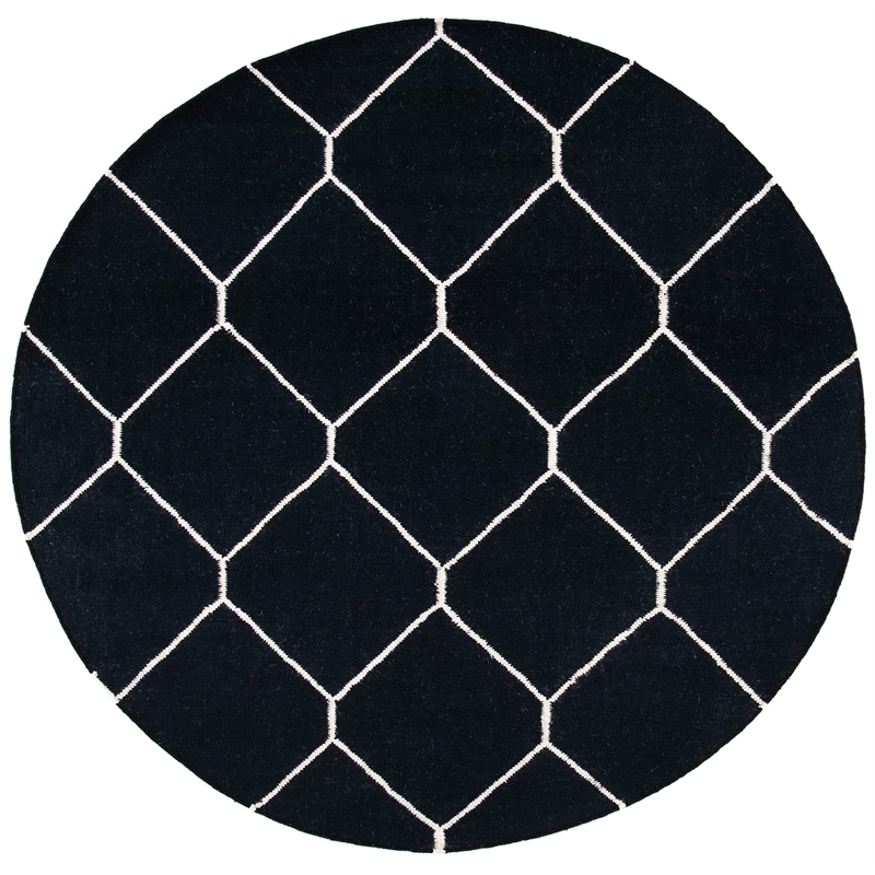 Safavieh Dhurries Black Contemporary Rug - Round 6'
