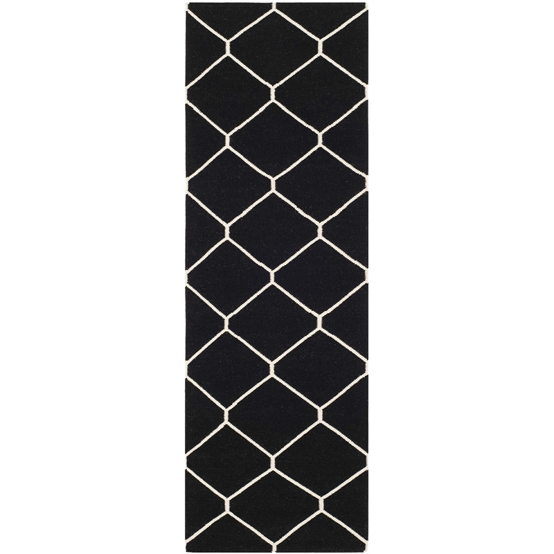 Safavieh Dhurries Black Contemporary Rug - Runner 2'6