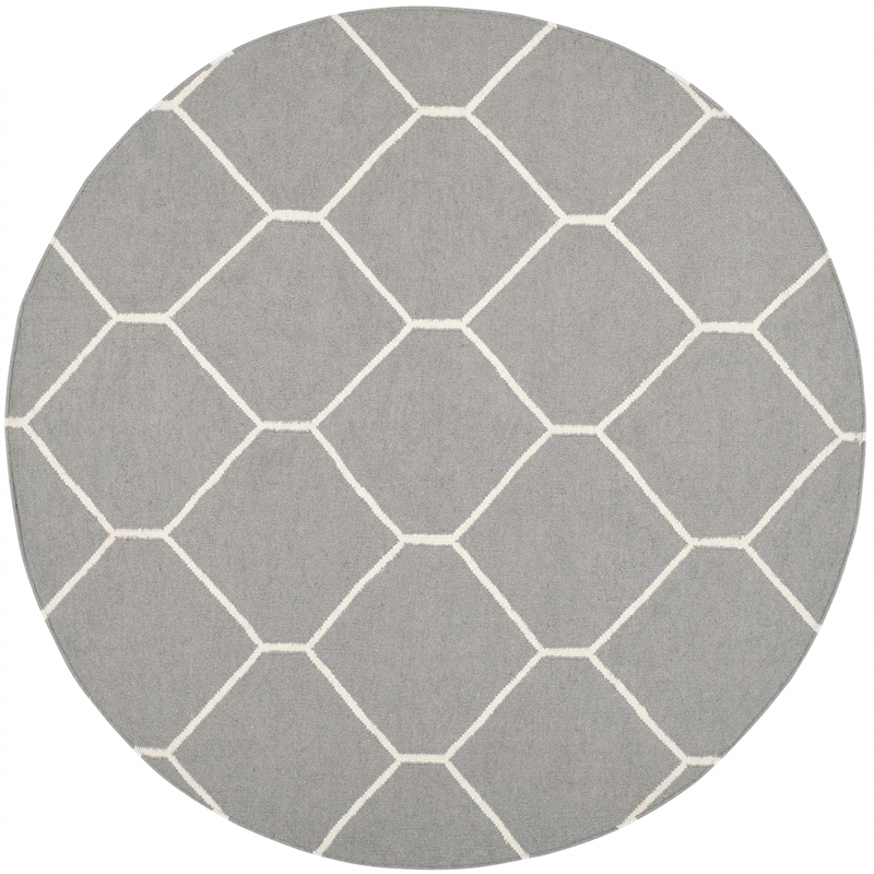 Safavieh Dhurries Grey Contemporary Rug - Round 6'