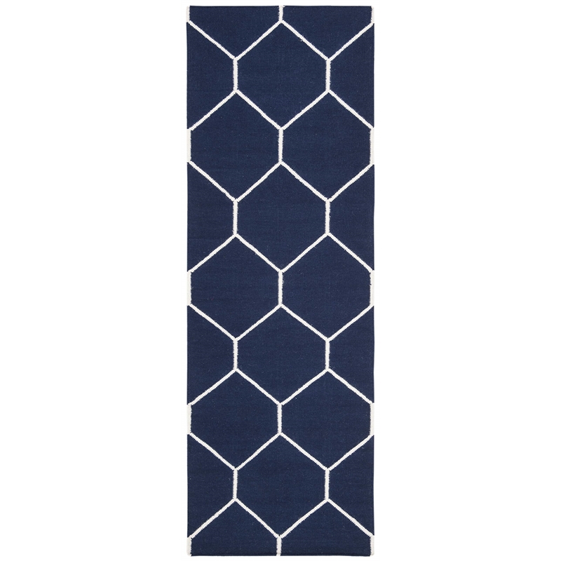 Safavieh Dhurries Navy Contemporary Rug - Runner 2'6