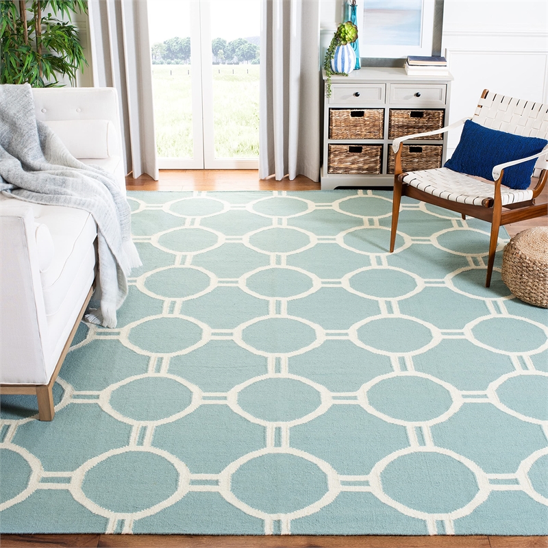 Safavieh Dhurries Light Blue Contemporary Rug - 8' x 10'