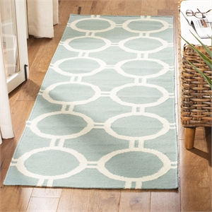 Safavieh Dhurries Light Blue Contemporary Rug - Runner 2'6&quot x 8'