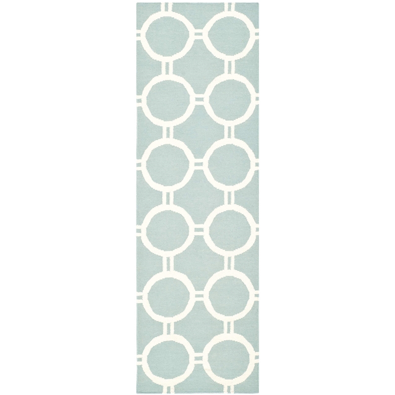 Safavieh Dhurries Light Blue Contemporary Rug - Runner 2'6