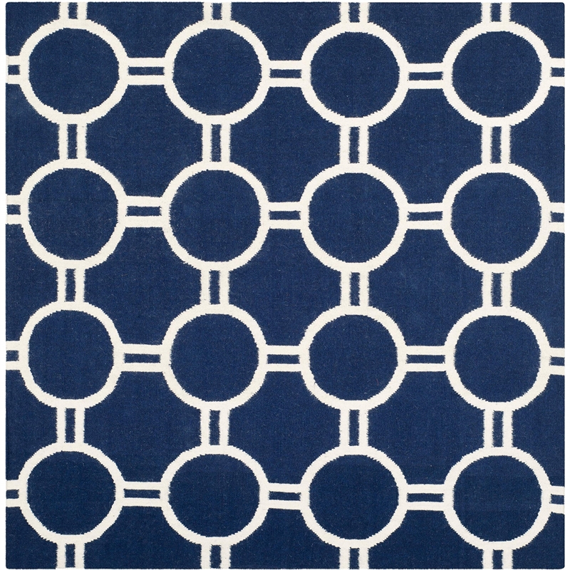Safavieh Dhurries Navy Contemporary Rug - Square 6'