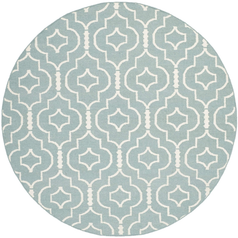 Safavieh Dhurries Light Blue Contemporary Rug - Round 6'