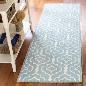 Safavieh Dhurries Light Blue Contemporary Rug - Runner 2'6&quot x 8'