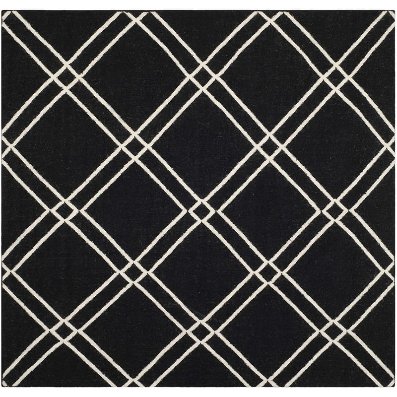 Safavieh Dhurries Black Contemporary Rug - Square 6'
