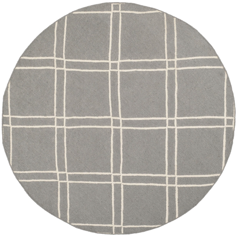Safavieh Dhurries Grey Contemporary Rug - Round 6'