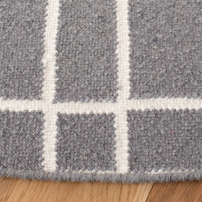 Safavieh Dhurries Grey Contemporary Rug - Round 6'