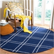 Safavieh Dhurries Navy Contemporary Rug - Round 6'