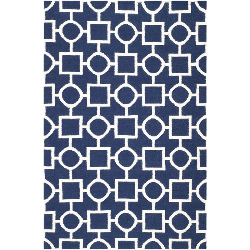 Safavieh Dhurries Navy Contemporary Rug - 6' x 9'