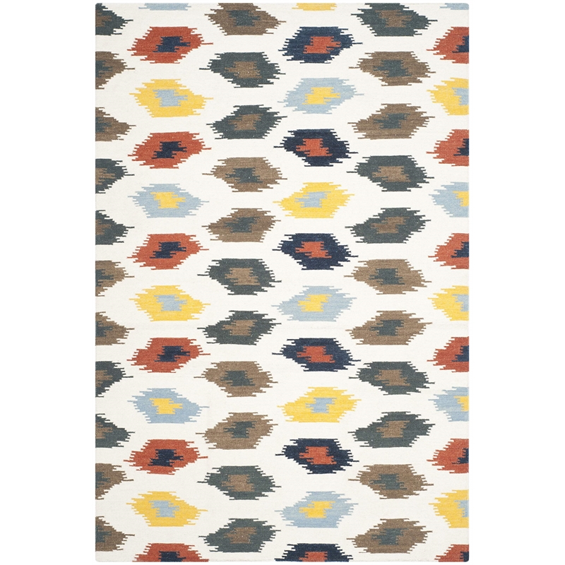 Safavieh Dhurries Ivory Contemporary Rug - 6' x 9'