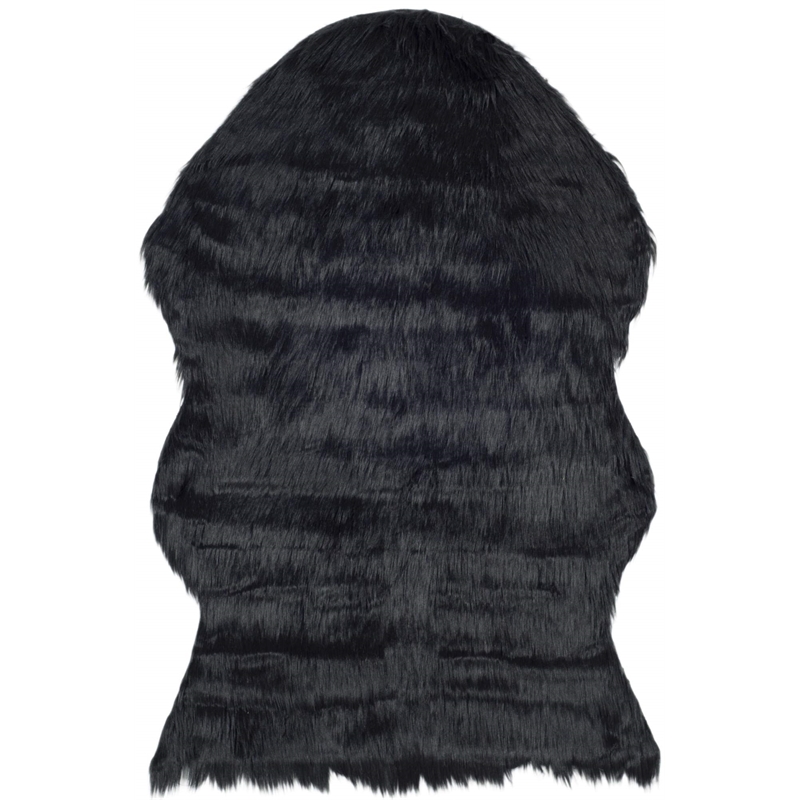 Safavieh Faux Sheep Skin Black Contemporary Rug - 2' x 3'