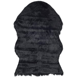 Safavieh Faux Sheep Skin Black Contemporary Rug - 2' x 3'