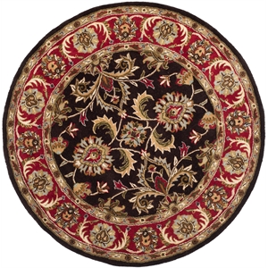 Safavieh Heritage 8'-0&quot x 8'-0&quot Wool Hand Tufted Rug in Chocolate / Red