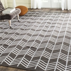 Safavieh Kilim 8'-0&quot x 10'-0&quot Wool Flat Weave with embroidery Rug in Charcoal