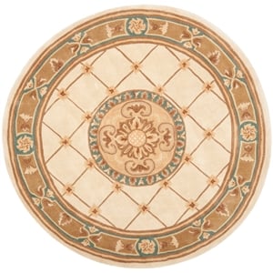 Safavieh Naples 6' X 6'  Round Wool Hand Tufted Rug in Ivory / Caramel