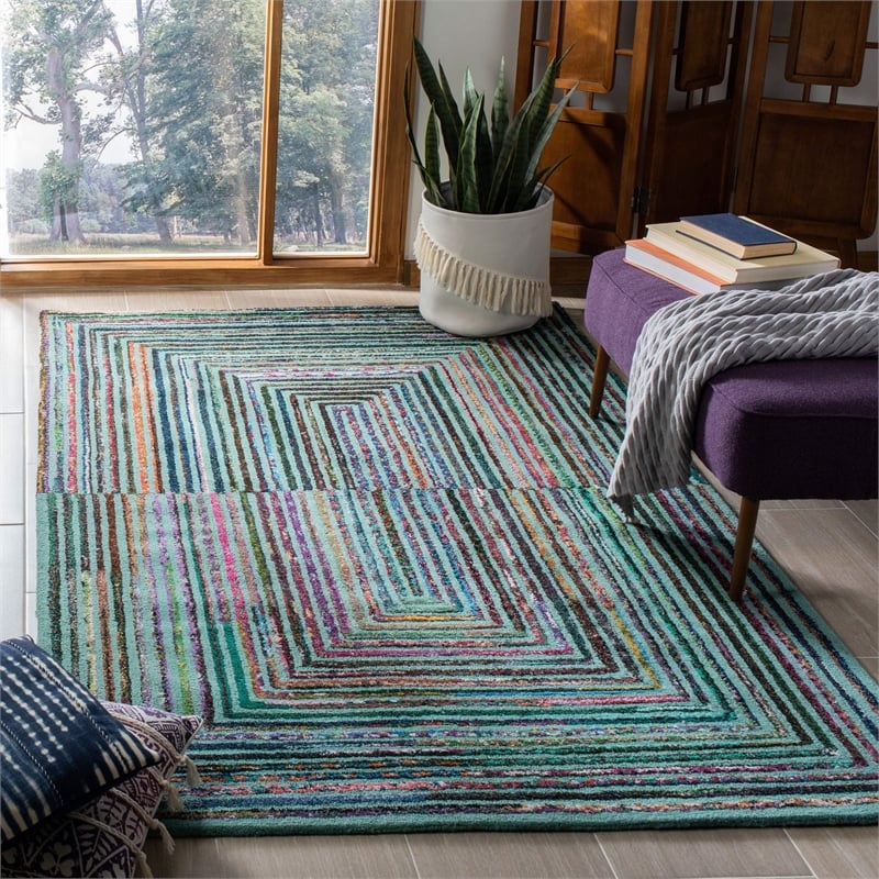 Safavieh Nantucket Teal Contemporary Rug - 8' x 10'