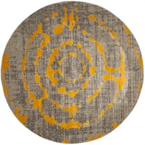 Safavieh Porcello 6'-7&quot x 6'-7&quot Round Power Loomed Rug in Light Gray / Yellow