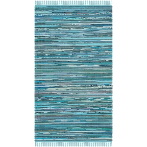Safavieh Rag Rug 3'-0&quot x 5'-0&quot Cotton Hand Woven Rug in Blue / Multi-Color