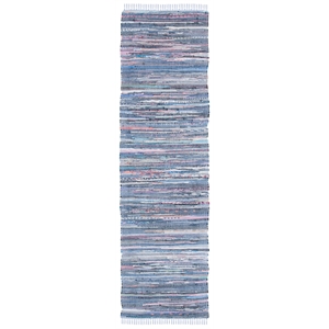 Safavieh Rag Rug 2'-3&quot x 8'-0&quot Cotton Hand Woven Rug in Purple / Multi-Color
