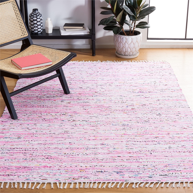 Safavieh Rag Rug Light Pink Contemporary Rug - 5' x 7'