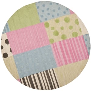 Safavieh Safavieh Kids 4'-0&quot x 4'-0&quotWool and Cotton Hand Tufted Rug in Blue/Pink