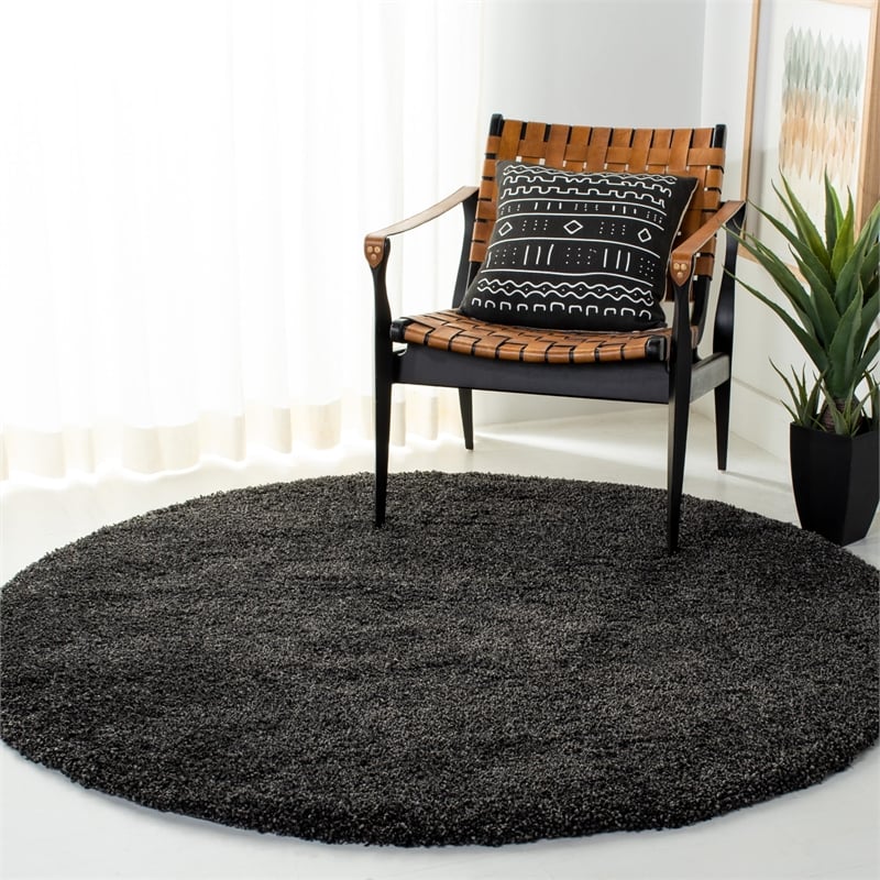 Safavieh Milan Shag Dark Grey Shag Rug - Round 7'