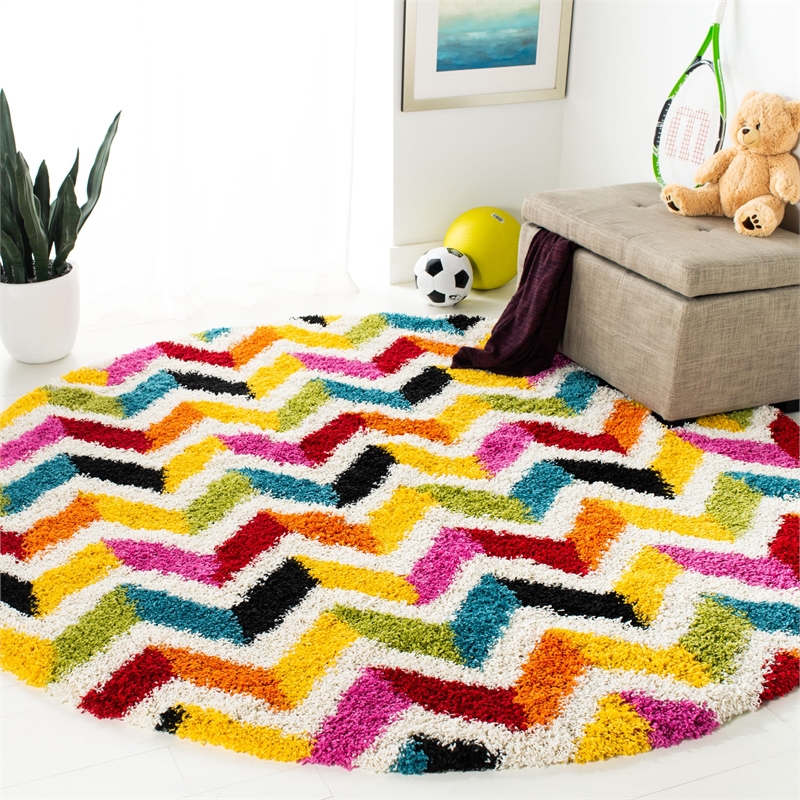 Safavieh Shag Ivory Shag Rug - Round 6'7