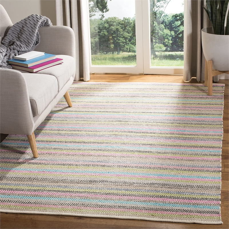 Safavieh Striped Kilim Light Grey Contemporary Rug - 4' x 6'