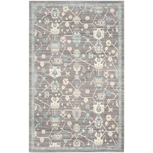 Safavieh Valencia 5' X 8' Polyester Power Loomed Rug in Mauve / Ivory