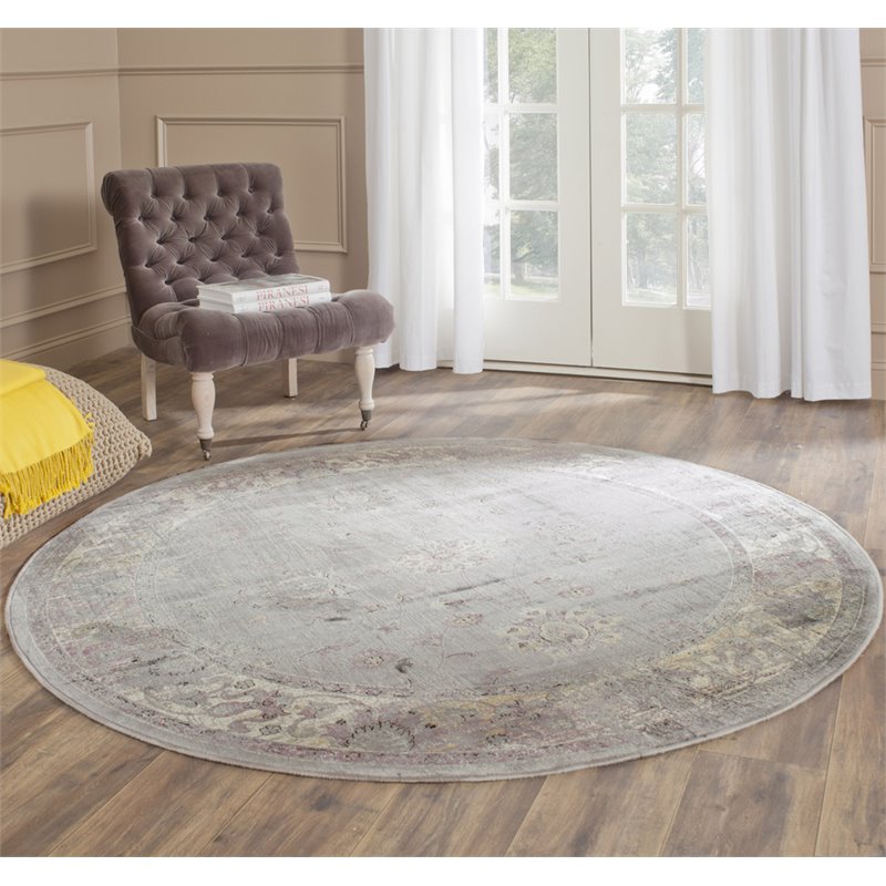 Safavieh Vintage 6' Round Rug in Gray