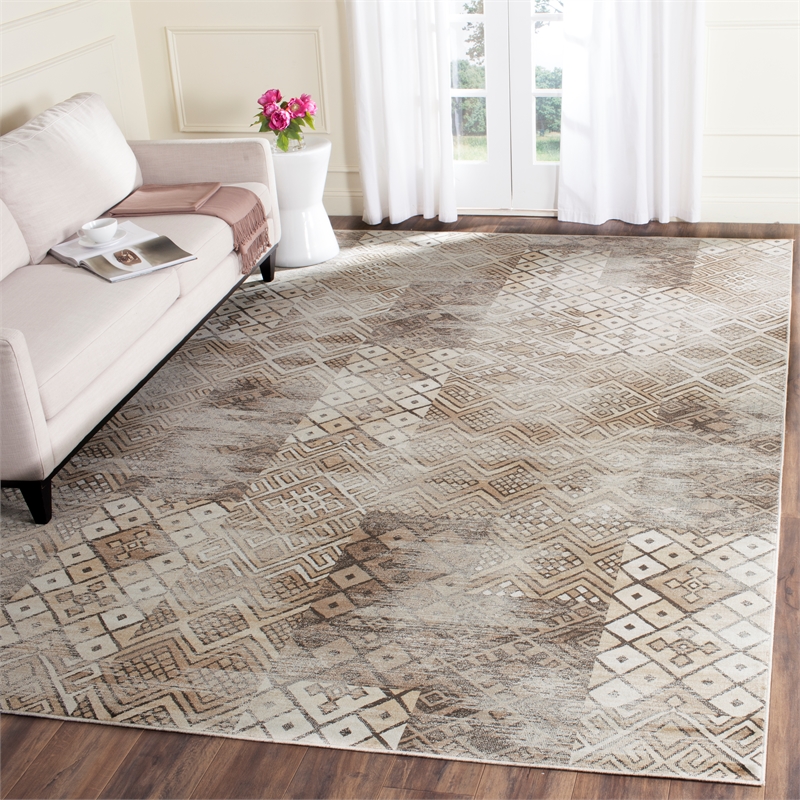 Safavieh Vintage 8' X 10' Viscose  Power Loomed Rug in Stone