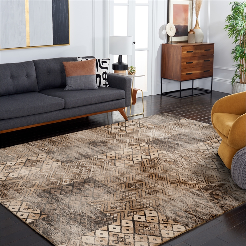 Safavieh Vintage 8' X 10' Viscose  Power Loomed Rug in Stone