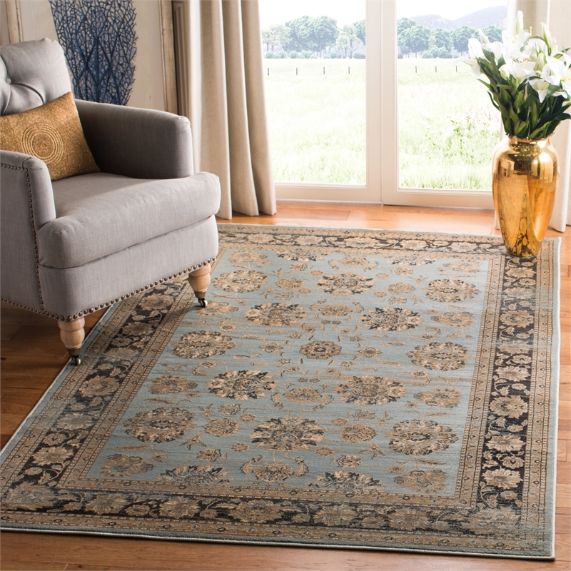 Safavieh Vintage 9' X 12' Power Loomed Rug in Light Blue / Brown