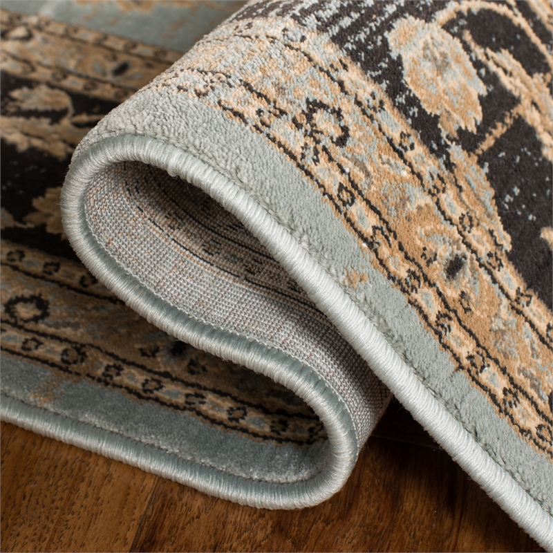 Safavieh Vintage 9' X 12' Power Loomed Rug in Light Blue / Brown