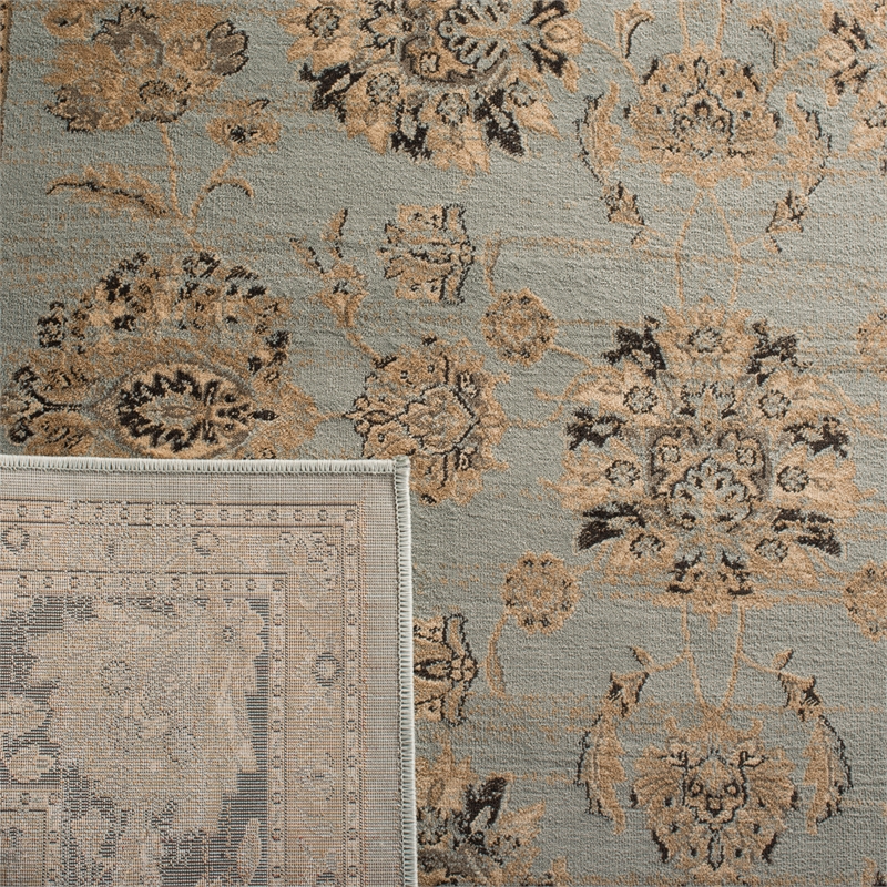 Safavieh Vintage 9' X 12' Power Loomed Rug in Light Blue / Brown