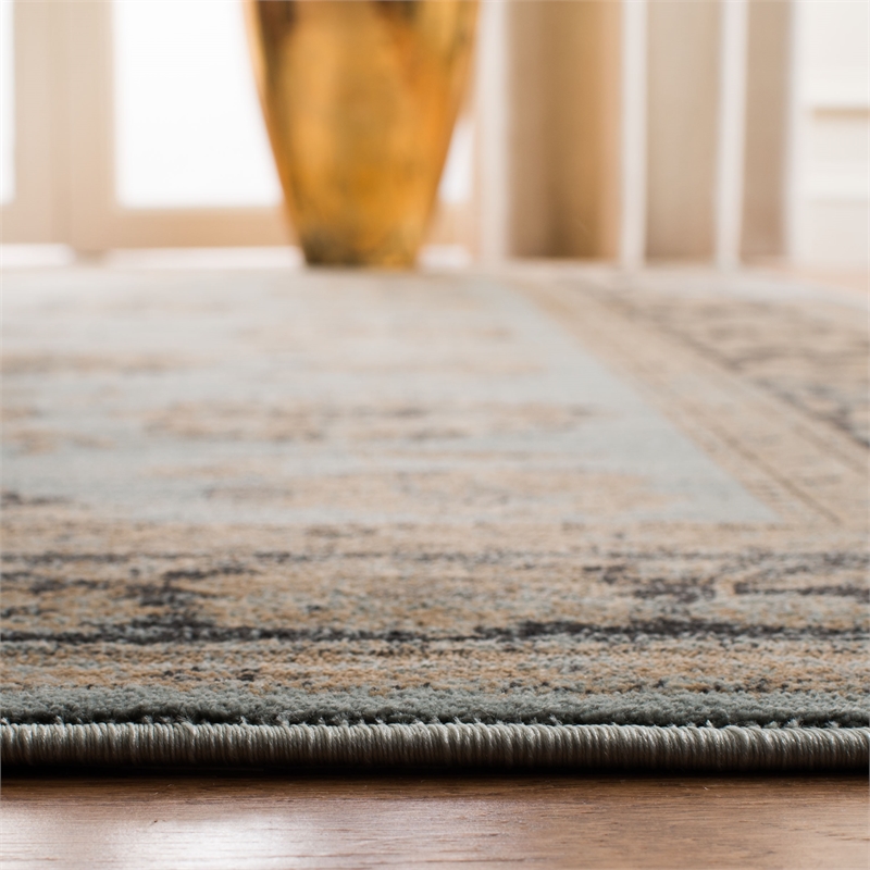 Safavieh Vintage 9' X 12' Power Loomed Rug in Light Blue / Brown