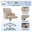 Serta Leighton Home Office Desk Chair Chrome Nailheads Twill Fabric Beige