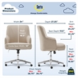 Serta Leighton Home Office Desk Chair Chrome Nailheads Twill Fabric Beige
