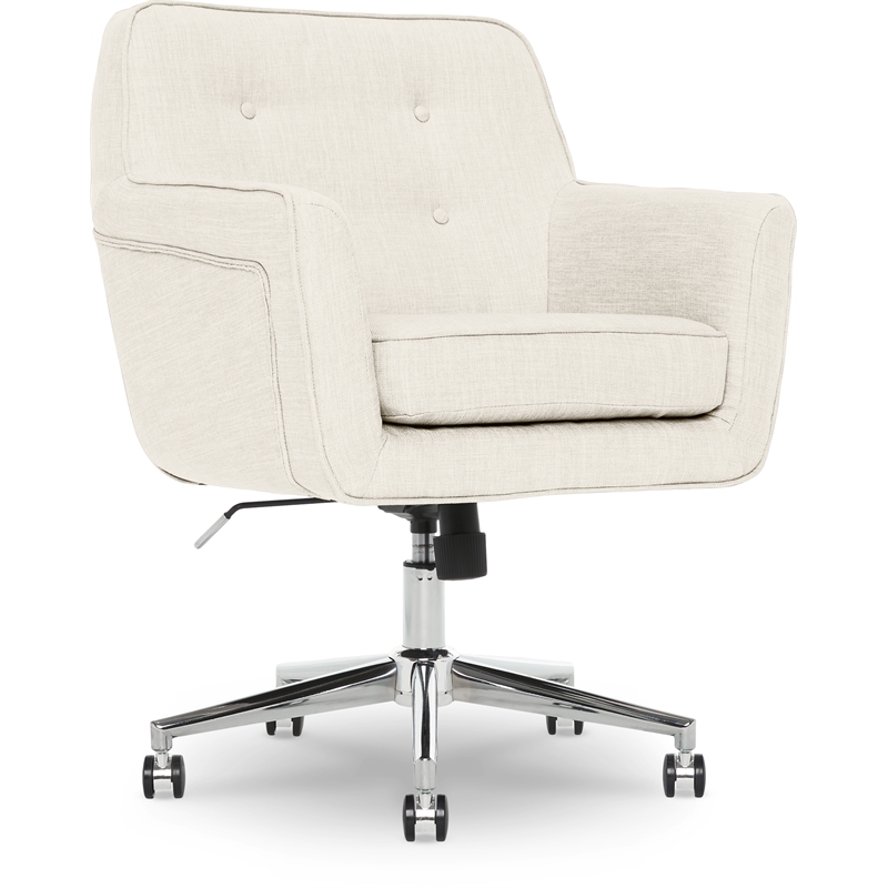 Serta Ashland Home Office Desk Chair Memory Foam Cushion Ivory Twill Fabric