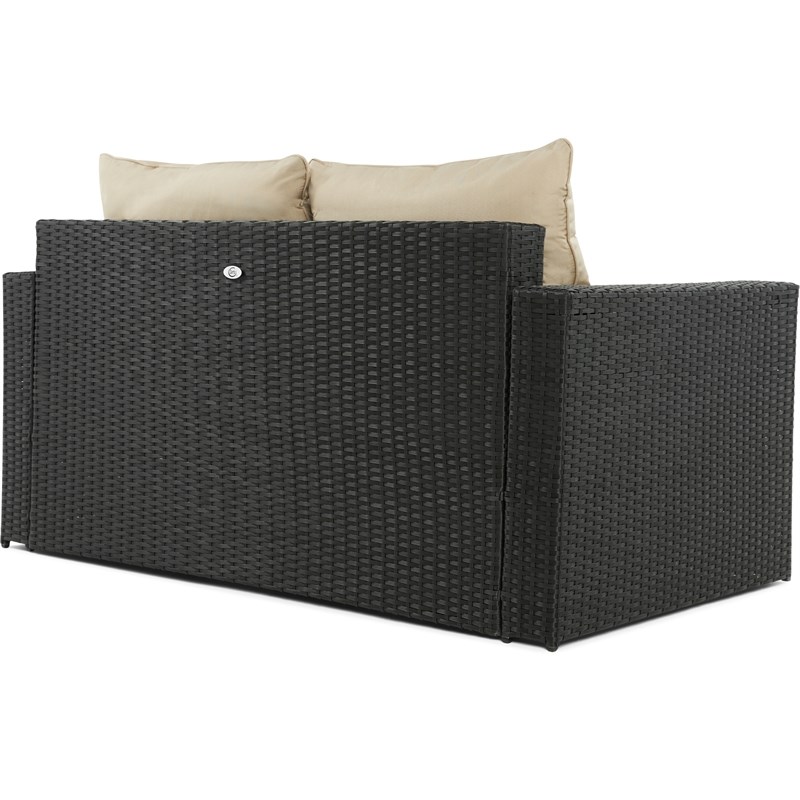 Serta Laguna 2 Piece Wicker Patio Sofa Set in Black