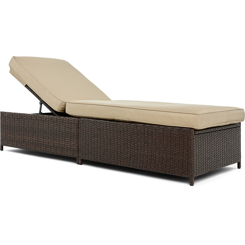 Serta Laguna Wicker Patio Storage Chaise Lounge in Brown