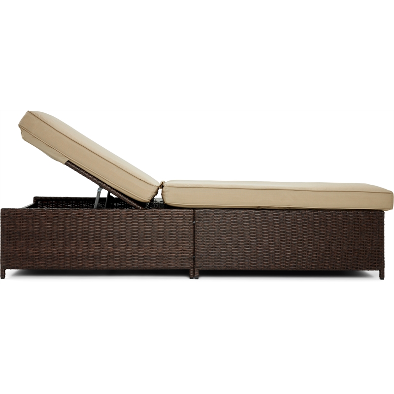 Serta Laguna Wicker Patio Storage Chaise Lounge in Brown