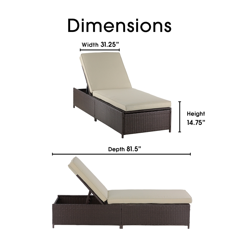 Serta Laguna Wicker Patio Storage Chaise Lounge in Brown