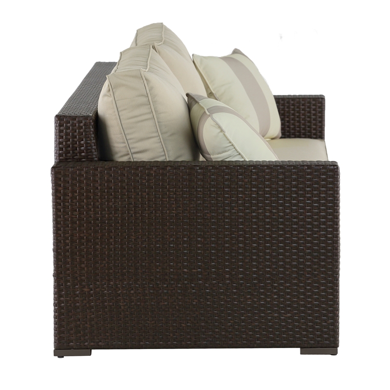 Serta Laguna Wicker Patio Sofa with Cushions in Brown