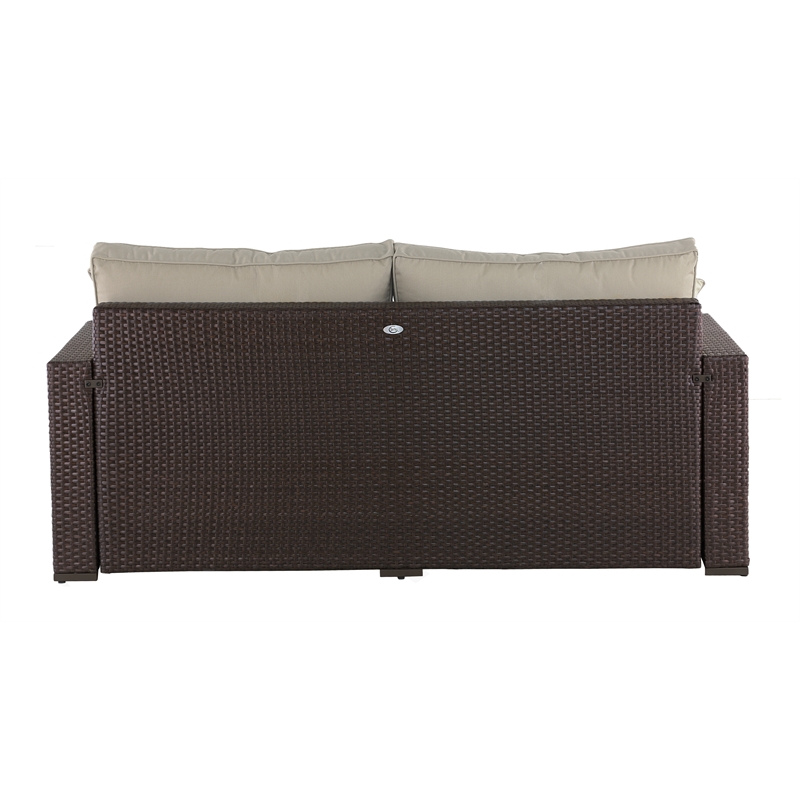 Serta Laguna Wicker Patio Sofa with Cushions in Brown