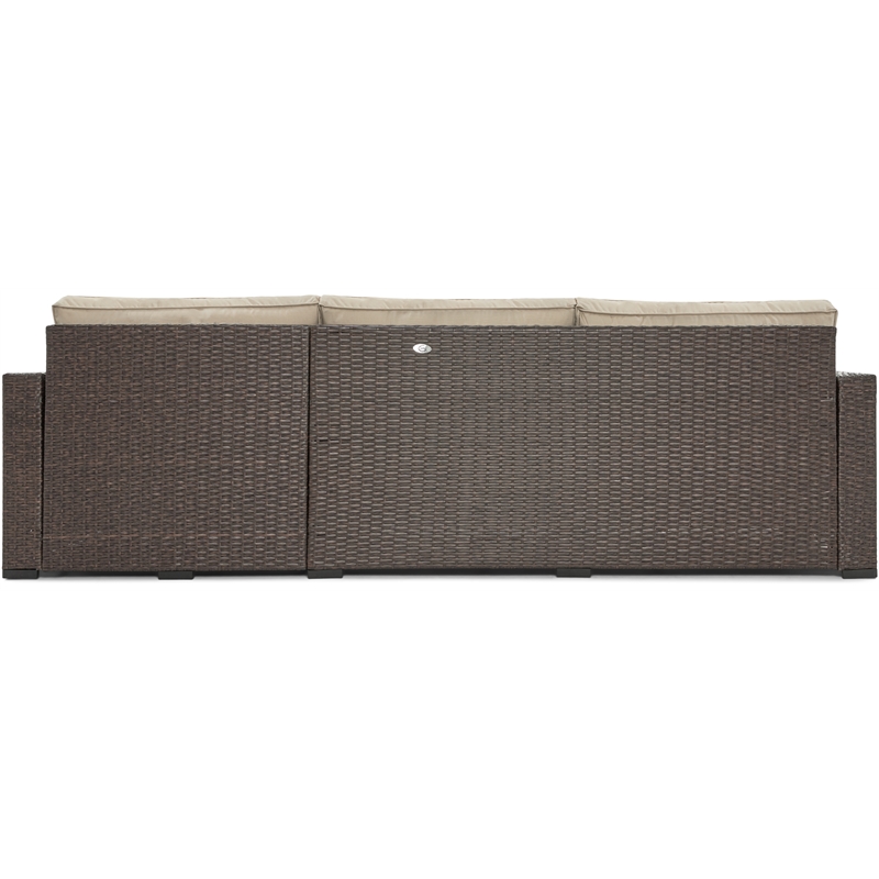 Serta Laguna Wicker Patio Storage Sectional with Cushions in Brown